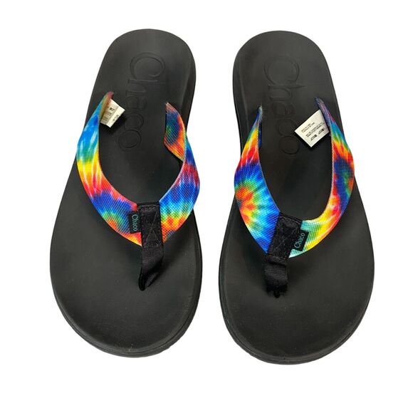 Chaco Chillos Flip Flops Men US 9 Rainbow Tie Dye Comfy Slip Resistant JCH108035 - Picture 2 of 10
